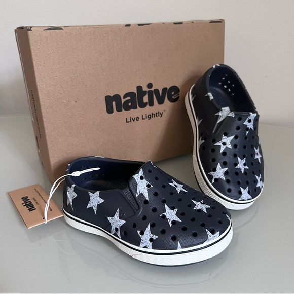 Native Other - NATIVE Miles Navy Blue & Star Print Toddler Shoes, Size 5 - NEW